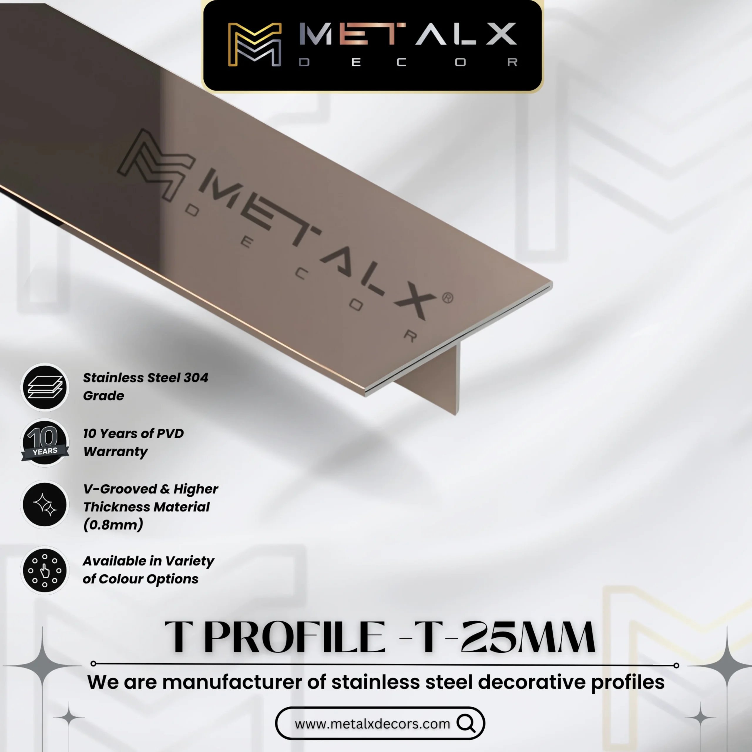 Stainless Steel T Profile Manufacturers - MetalX Decor