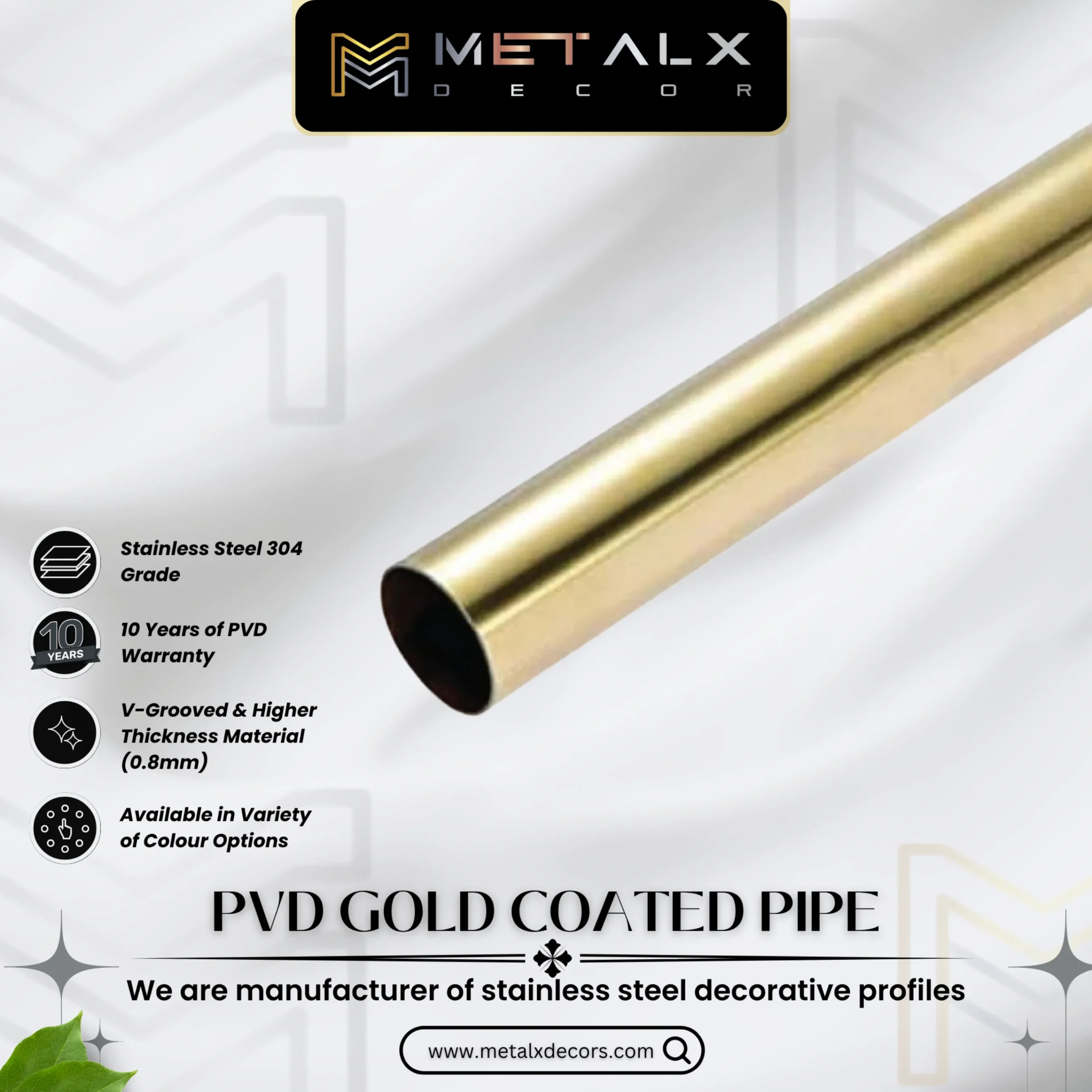 PVD Gold Coated Pipes
